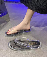 Schicke, bequeme schwarze, klare Flats Flip-Flops